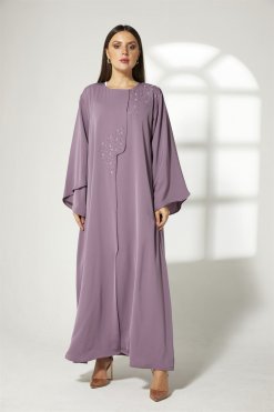 MOIBH005 5 Purple Front Embroidered Abaya