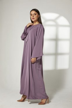 MOIBH005 7 Purple Front Embroidered Abaya