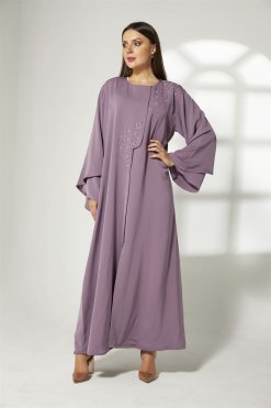 MOIBH005 9 Purple Front Embroidered Abaya