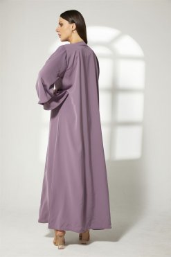MOIBH005 12 Purple Front Embroidered Abaya
