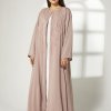 Tan Front Embroidered Abaya