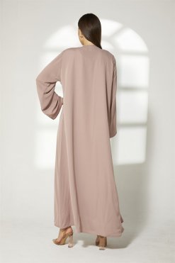 MOIBH006 11 Tan Front Embroidered Abaya