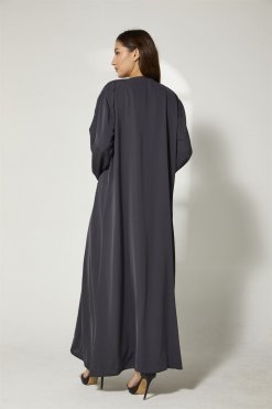MOIBH010 6 Grey Embroidery Abaya