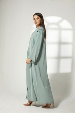 MOIBH011 4 Sea Green Embroidery Abaya