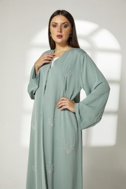 MOIBH011 8 Sea Green Embroidery Abaya