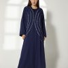 MOIBH012 1 Navy Crepe Embroidery Abaya