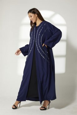 MOIBH012 5 Navy Crepe Embroidery Abaya