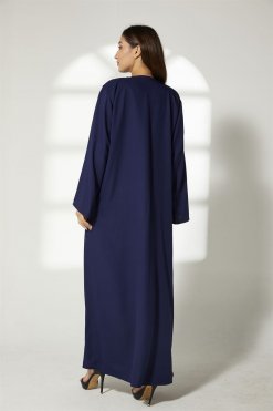MOIBH012 9 Navy Crepe Embroidery Abaya