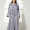 Grey Crepe Embroidery Abaya
