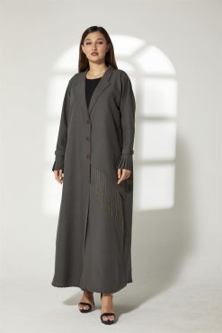 Grey Phua Abaya With Pleated Cuffs