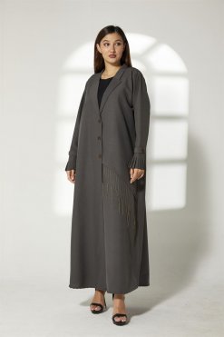 MOIBH014 3 Grey Phua Abaya With Pleated Cuffs