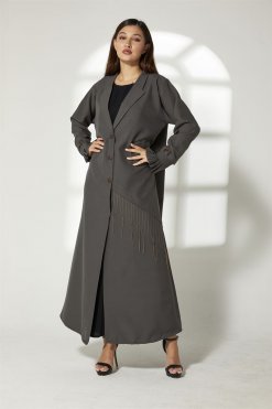 MOIBH014 4 Grey Phua Abaya With Pleated Cuffs