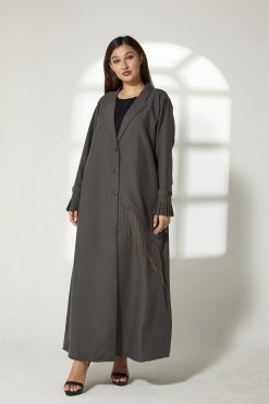 MOIBH014 5 Grey Phua Abaya With Pleated Cuffs