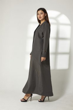 MOIBH014 6 Grey Phua Abaya With Pleated Cuffs