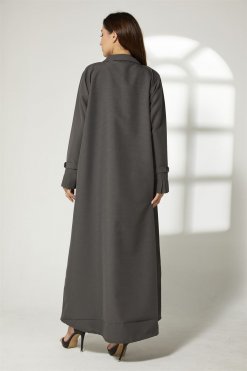 MOIBH014 7 Grey Phua Abaya With Pleated Cuffs