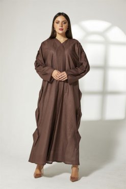 MOIBH015 4 Brown Linen Abaya