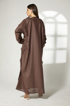 MOIBH015 8 Brown Linen Abaya