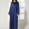 Navy Silk Hand Embroidered Kaftan
