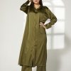 Mustard Green Top And Pants Set