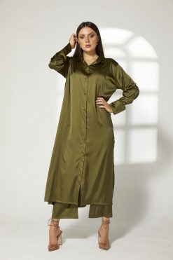 Mustard Green Top And Pants Set