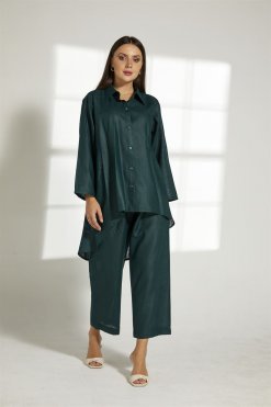 MOITW016 3 Green Linen Travel Wear Set