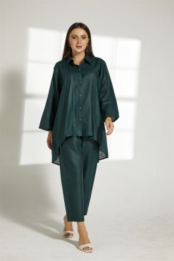 MOITW016 4 Green Linen Travel Wear Set