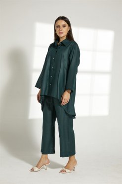 MOITW016 8 Green Linen Travel Wear Set