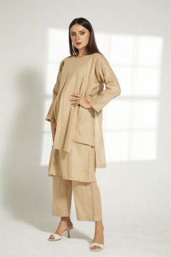 MOITW022 6 Tan Linen Travel Wear Set