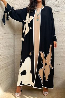 YN 22140 1 1 Cotton Flower Abaya