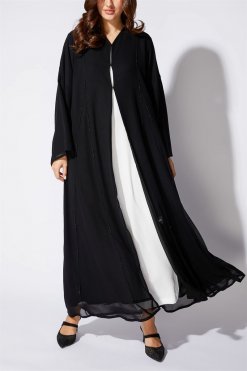 NS 2015 BLK 3047 3 CHIFFON Abaya