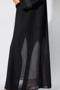 NS 2013 BLK 3002 4 Black sheer sides Abaya