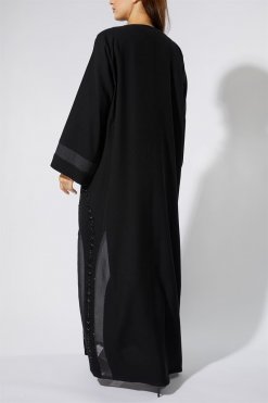 NS 2013 BLK 3002 3 Black sheer sides Abaya