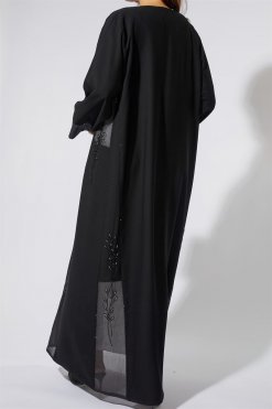 NS 2012 BLK 3002 4 Sheer Embellished Abaya