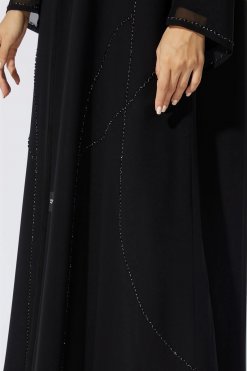 NS 2007 BLK 3047 4 Black CHIFFON Abaya
