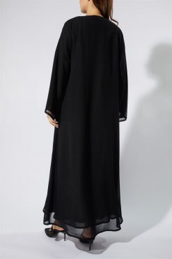 NS 2007 BLK 3047 2 Black CHIFFON Abaya