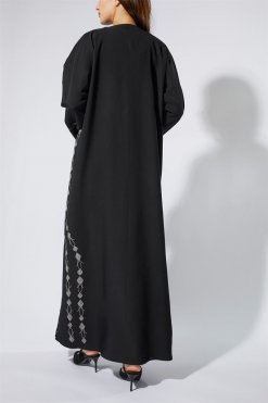 NS 1997 GREY 3041 4 V-neck Crepe Abaya