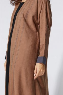 NS 1995 GRY 3074 3 Brown CREPE Abaya