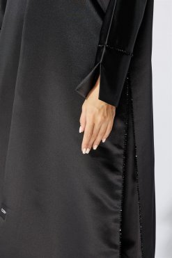 NS 1988 BLK 3025 4 Black SATIN Abaya