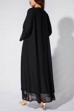 NS 1945 BLK 3047 4 Double Chiffon Abaya