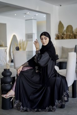 HAZ 22101 7 Alma Black Abaya With Inner