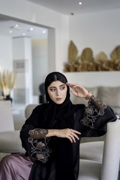 HAZ 22101 3 Alma Black Abaya With Inner