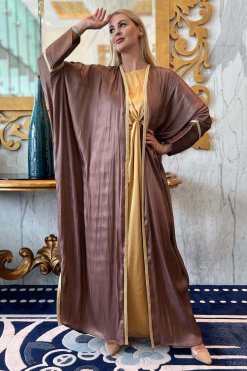 MOI092206 3 Brown Shimmer Bhist Abaya Set