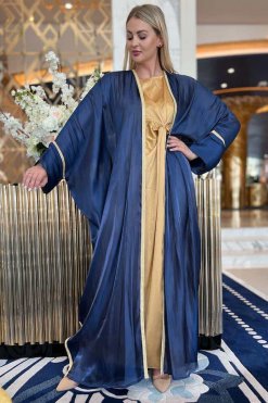 طقم عباية بهست باللون الكحلي اللامع 7 MOI092207 3 Navy Shimmer Bhist Abaya Set