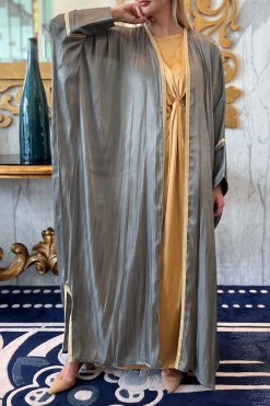 MOI092209 2 Grey Shimmer Bhist Abaya Set