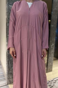 Pink Nida Abaya with Handwork 6 MOI092211 2 Pink Nida Abaya with Handwork