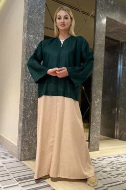 MOI092215 2 Multicolor Linen and Cotton Abaya