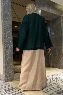 MOI092215 3 Multicolor Linen and Cotton Abaya