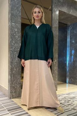 Multicolor Linen and Cotton Abaya