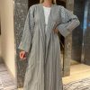 Grey Linen and Cotton Abaya