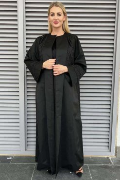 Black Victoria Satin Abaya